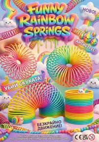 Постер на серия капсулни играчки Funny Rainbow Springs — пакет 100 броя
